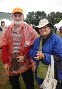 Two people in rain gear