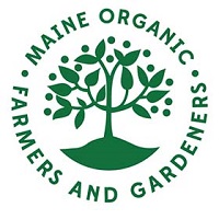 MOFGA's logo: a green tree with the words Maine Organic Farmers and Gardeners circling it